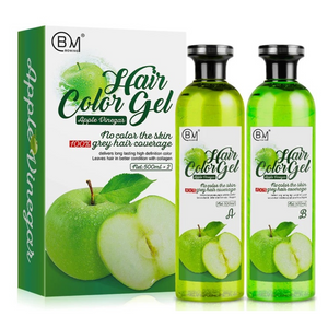 Boming Hair and Beard Color Gel Apple Vinegar 100% Grey Coverage - Natural Black 500ml