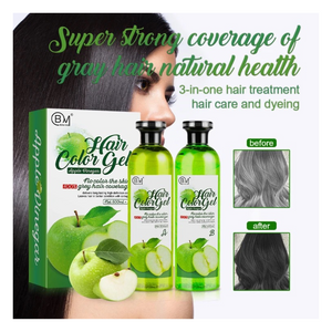 Boming Hair and Beard Color Gel Apple Vinegar 100% Grey Coverage - Natural Black 500ml