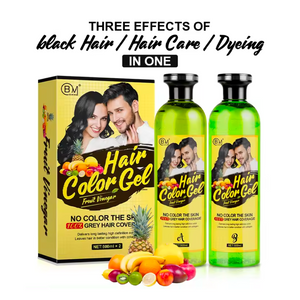 Boming Hair and Beard Color Gel Fruit Vinegar 100% Grey Coverage - Natural Black 500ml