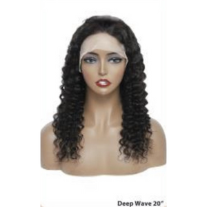 Ei 100% Brazilian Human Hair 13x4 Swiss Lace Frontal Wig Deep Wave 20" Natural Colour