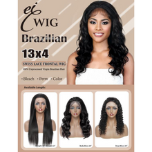 Load image into Gallery viewer, Ei 100% Brazilian Human Hair 13x4 Swiss Lace Frontal Wig Straight 22&quot; Natural Colour
