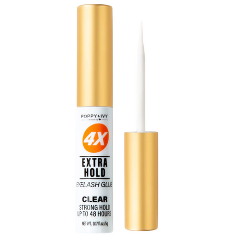 Poppy & Ivy 4X Extra Hold Eyelash Glue Clear – Long-Lasting Lash Adhesive 5g