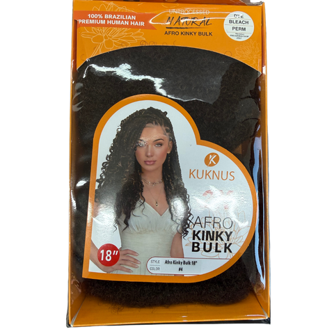 Kuknus 2X Afro Kinky Bulk 18" 100% Brazilian Premium Human Hair