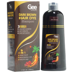 GeeMagic Dark Brown Hair Dye Shampoo 500ml – 3 in 1 Instant Hair Colour Shampoo