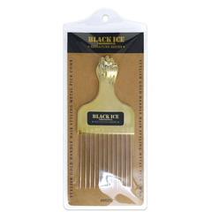 Black Ice Metal Pick Comb Gold - Short BIC212