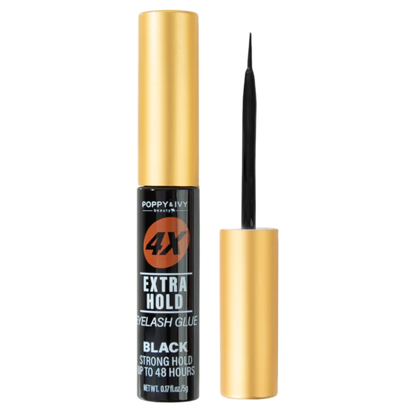 Poppy & Ivy 4X Extra Hold Eyelash Glue Black – Long-Lasting Lash Adhesive 5g