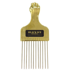 Black Ice Metal Pick Comb Gold - Short BIC212