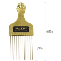 Black Ice Metal Pick Comb Gold - Short BIC212