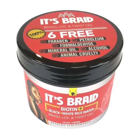 African Anti-Aging AAA It's Braid Biotin+ Black & White Rice Water Braid, Loc & Twist Gel 295ml