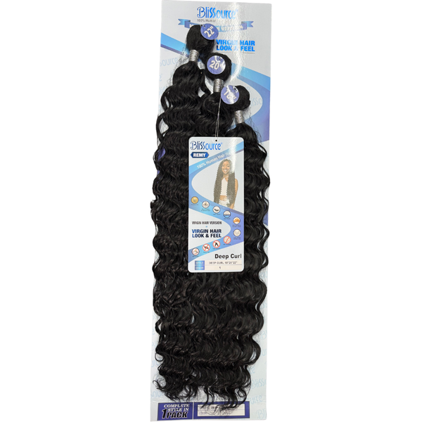 Blissource Remy Deep Curl Human Hair Blend Weave Multipack (18", 20", 22")