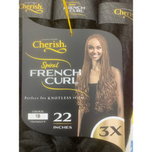Load image into Gallery viewer, Cherish Synthetic Curly Spiral Hair Extension Braid - 3 x Spiral French Curl 22&quot;
