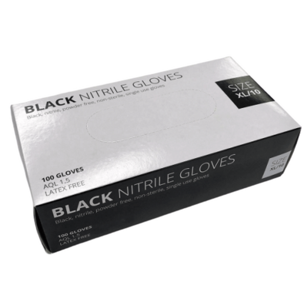 Unigloves Black Nitrile Gloves 1 Box 100 gloves