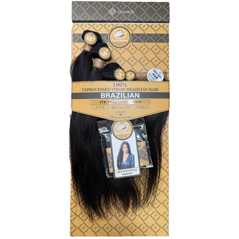 Dressmaker Luxury Brazilian Straight 14” 16” 18” + 10” Closure – 100% Unprocessed Virgin Brazilian Hair