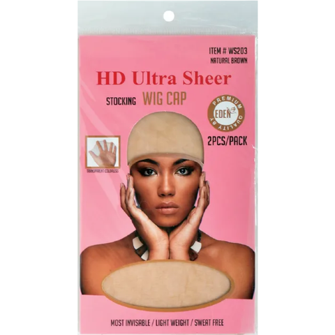 Eden HD Ultra Sheer Stocking Wig Cap Natural Brown – 2 Pack