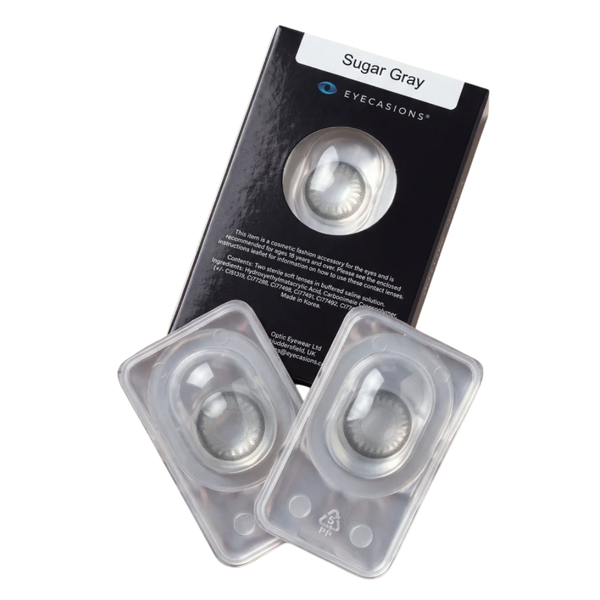 Eyecasions 30 Day Contact Lenses with Free Solution & Lens Case – Sugar Gray