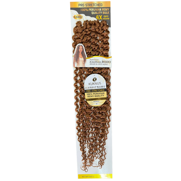 Kuknus Luxurious Pre-Stretched 100% Peruvian Remy Quality - Water Wave Bulk Hair 22
