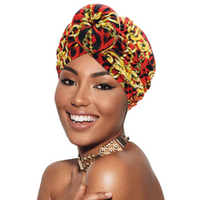 Load image into Gallery viewer, Magic Collection Fashion Turban - Leopard &amp; Gold Chain Pattern Donut Turban
