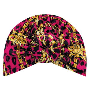 Magic Collection Fashion Turban - Leopard & Gold Chain Pattern Donut Turban