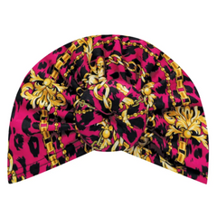 Magic Collection Fashion Turban - Leopard & Gold Chain Pattern Donut Turban