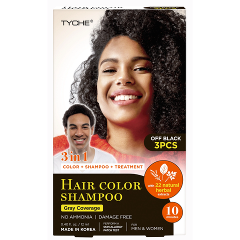 Tyche 3 in 1 Hair Color Shampoo Off Black 12ml – Instant Grey Coverage 3pcs