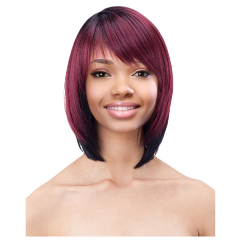 Obsession Synthetic Lavish Straight Bob Bangs 100% Hand Tied Hair Wig - Liliana