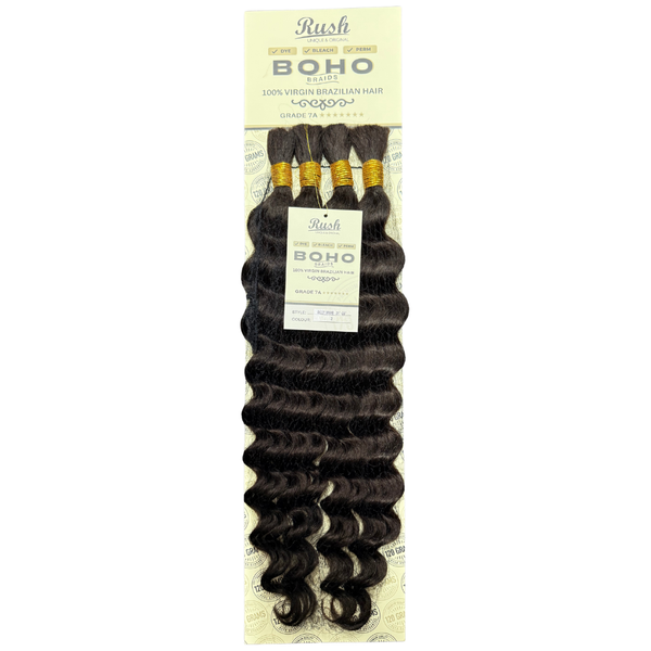 Rush 100% Virgin Brazilian Boho Braids Deep Wave Bulk Hair 21