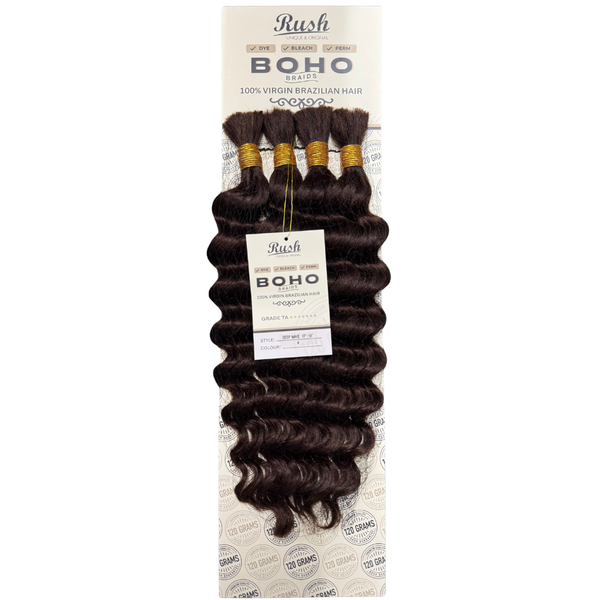 Rush 100% Virgin Brazilian Boho Braids Deep Wave Bulk Hair 17"–19"