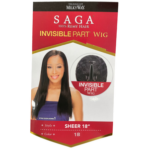 Saga 100% Remy Human Hair Invisible Part 18" Wig - Sheer