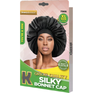 Beauty Ambition Black Silky Bonnet Cap XL 7305