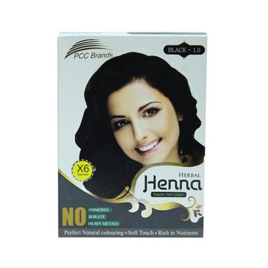 PCC Brands Black Herbal Henna Powder Hair Colour 6 Sachets