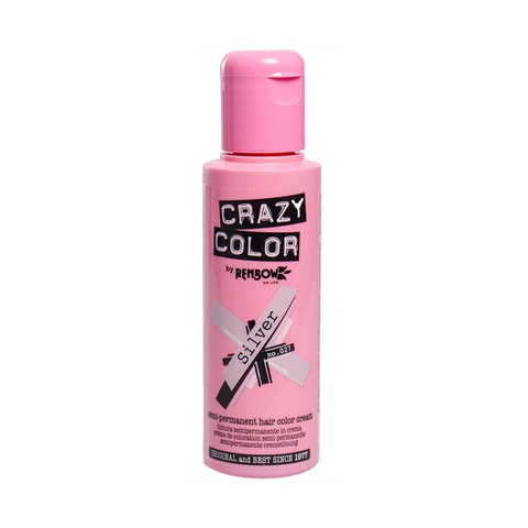 Crazy Color Semi Permanent Hair Colour Cream - Silver 100ml
