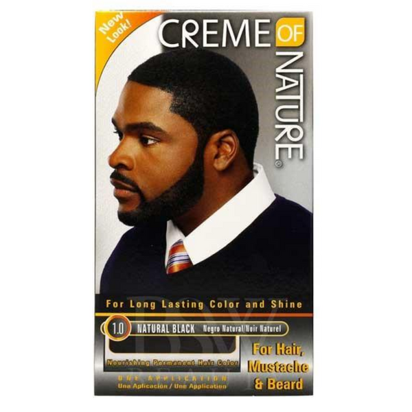 Creme of Nature Long Lasting Permanent Colour for Hair Moustache & Beard 1.0 Natural Black